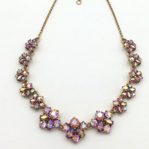 1H J.Crew Iridescent Cascading Flower Necklace - Picture 2 of 3